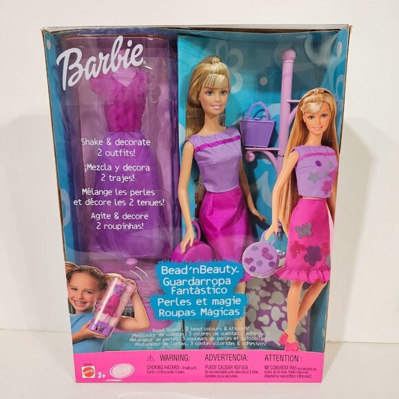Barbie Bead 'n Beauty Doll NRFB 2001 Mattel 52745 Shake 'n Decorate 2 Outfits - Picture 1 of 6